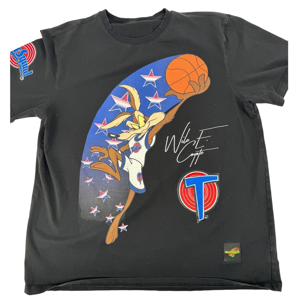 Space Jam‎ Wile E Coyote T-Shirt Mens XL Black Tune Squad Graphic Movie Tee